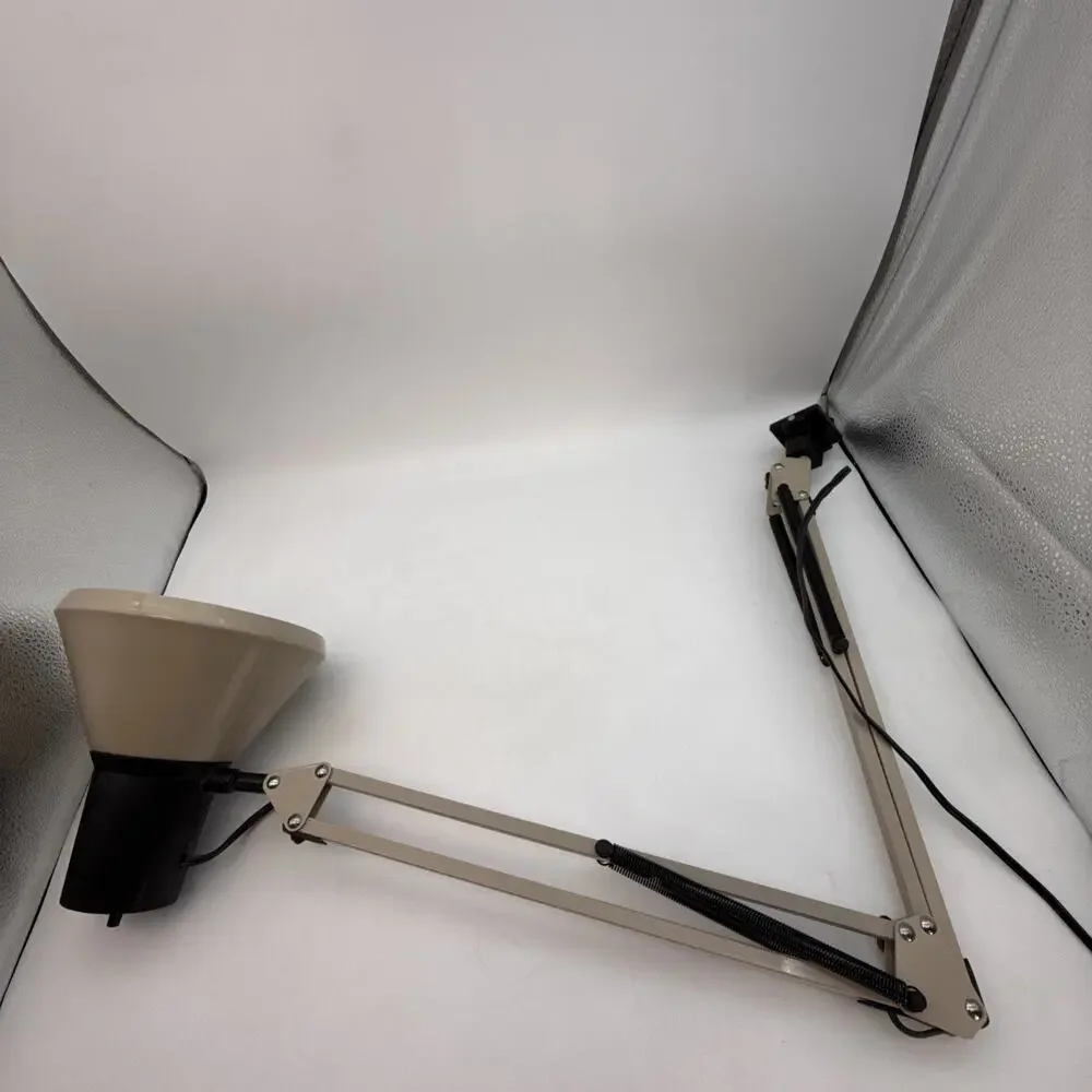 Vintage Luxo? Model AM Tan & Black Articulating Clamp Table Drafting Lamp
